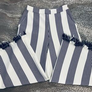English Factory White and Navy Striped Pants - Size S